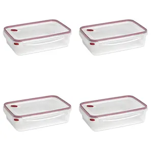 Sterilite Ultra Seal 16 Cup Rectangular Food Storage Containers, Red (4 Pack) Kitchen Lid