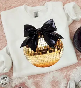 Gold Disco Ball with Bow NYE Top