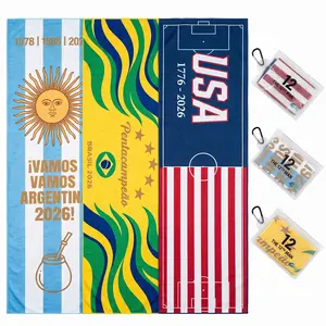 [1-Pack / 2-Pack / 3-Pack Options] CoolChill 2026 Soccer Fan Cooling Towel, USA ARG BRA FRA POR National Team Support, 5-Second Cool Down, 2+ Hours Chill, UV Defense, Tactical Carabiner Kit, Sports & Outdoor Use