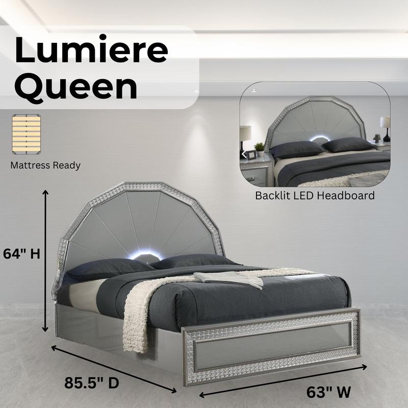 Lumiere Aurora Glam LED Platform Bed Frame or Bedroom Set Lumiere Aurora Glam LED Platform Bed Frame or Bedroom Set