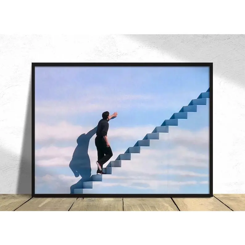 The Truman Show Movie Poster Stairs Scene - Jim Carrey, Truman Burbank Movie Print