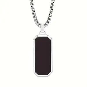 1 stainless steel necklace, simple black dripping stainless steel pendant for men and women, personalized gifts for men and women