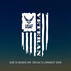 USAF Veteran American flag decal, Air Force veteran car decal sticker