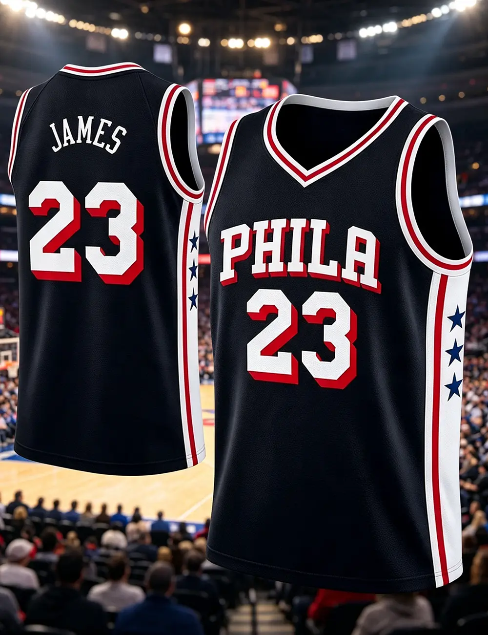 Unisex Basketball #23 Team Jersey, Breathable Mesh Basketball Uniform, Star Side Detail Sleeveless Shirt, Boys Training & Party Costume