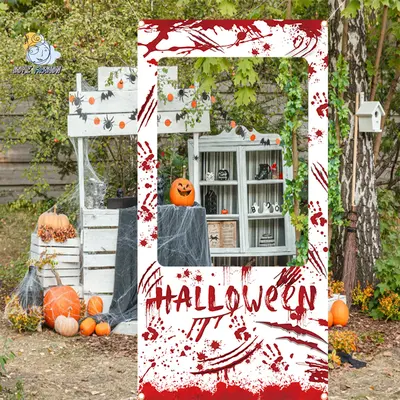 Halloween Hanging Ghost Banner 2-Pack – Glitter White Ghost Garland For Indoor/Outdoor Party Decor