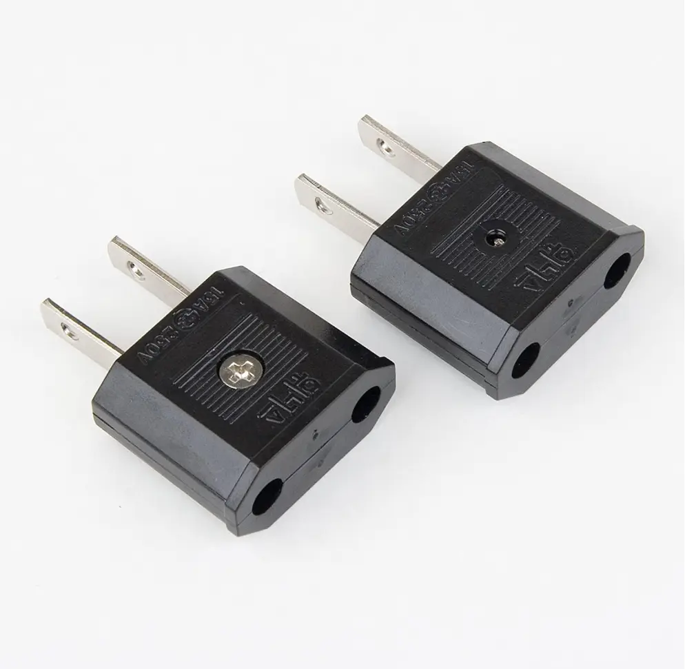 220V to 110V Round Travel Adapter Set (Set of 2) - Korea to US Plug (A) Outlet Converter with 4.5mm Hole Size, Connector Plug, Manufacturer Warranty