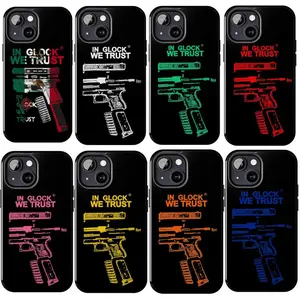 In Glock We Trust Collage iPhone Case, Vintage Mexican Glock For iPhone 17 16 15 14 13 12, Full Design Color Cover, Unique Accessories, Protection