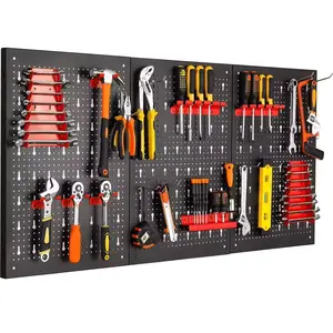Metal Tools — 4-Foot Metal Pegboard Tool Storage Kit for Garages (Includes 3 Panels, Drill Holder, Wrench Rack, and Hook Accessories) | Expandable Wall-Mounted Tool Organizer for Workshops and Warehouses