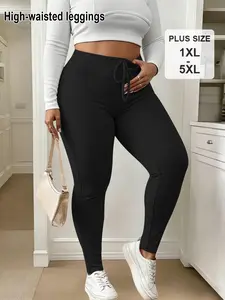 Women's Textured Fashion Fitted Tight Pants, High Waist Ribbed Design, Belted Waist, Plus Size Available, Suitable for Daily Commute and Outdoor Activities, Casual Leggings