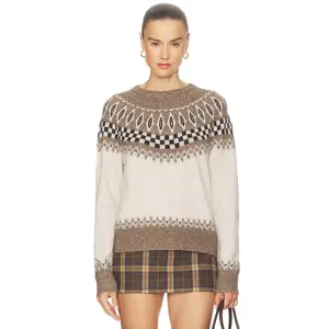LNA Tali Fair Isle Sweater in Ivory Multi Fair Isle