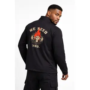 Quarter-Zip Pullover — 'We Need You' Retro Firefighter Fist Graphic