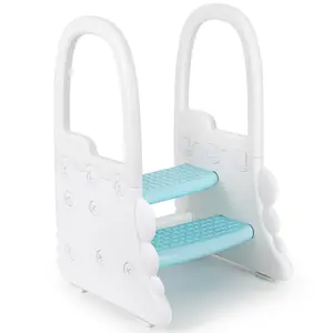 Garvee Toddler Step Stool, Kids Stool, 2 Step Helper with Handrails, HDPE a-Frame, Textured Pedals, Bathroom Sink Access for Kitchen Counter and Toilet Routine