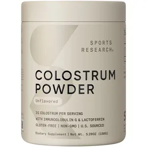 Sports Research Colostrum Powder 75 Servings 150g with Immunoglobulin & Lactoferrin - Gluten-Free, Non-GMO, U.S. Sourced - Healthcare