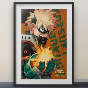 Bakugo Katsuki Anime Poster, My Hero Academia Wall Art, Explosive Hero Anime Print, Modern Manga Room Decor