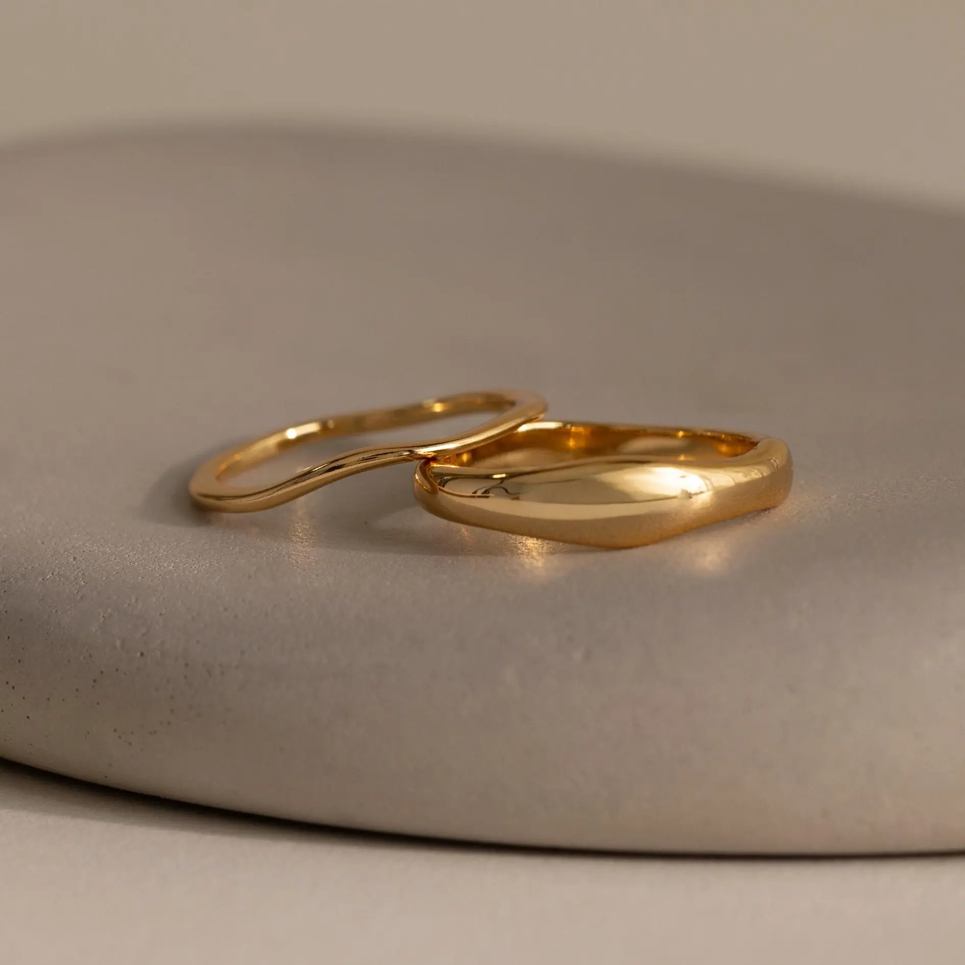 Duo Form Ring Set by Caitlyn Minimalist - Chunky Gold Statement Rings - Set of 2 Stacking Rings - Everyday Jewelry - Gift for Her