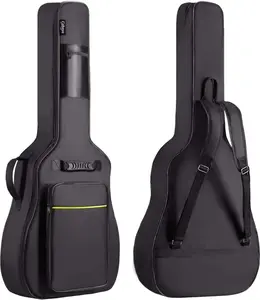 41 In Acoustic Guitar Bag 0.35 In Thick Padding Water Resistent Dual Adjustable Shoulder Strap Guitar Case Gig Bag with Back Hanger Loop, Black CY0152