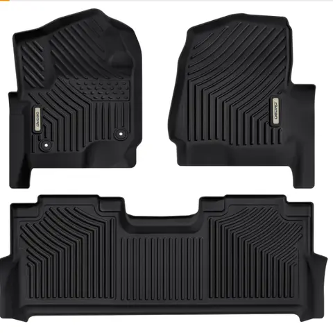 YITAMOTOR Floor Mats Fits for Ford F250/F350/F450 2017-2024 Super Duty Crew Cab w/Under Seat Storage, TPE All Weather Custom Fit F-250/F-350 Car Accessories 1st&2nd Bucket Seats