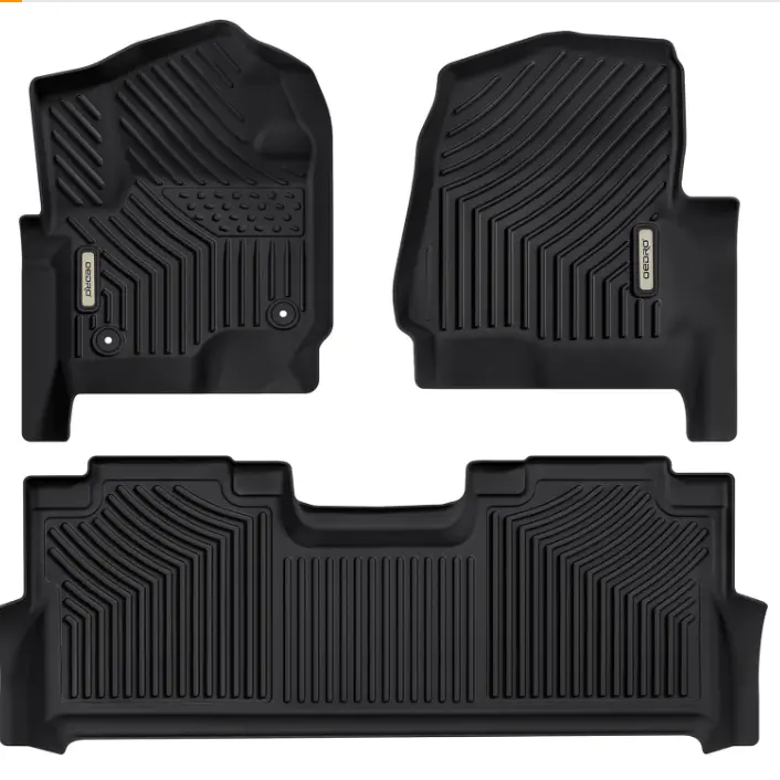 YITAMOTOR Floor Mats Fits for Ford F250/F350/F450 2017-2024 Super Duty Crew Cab w/Under Seat Storage, TPE All Weather Custom Fit F-250/F-350 Car Accessories 1st&2nd Bucket Seats