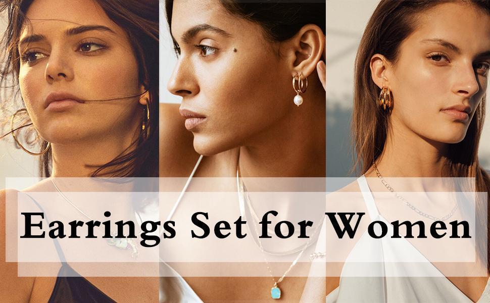 36 Pairs Gold Earrings Set for Women, Fashion Pearl Chain Link Stud Drop Dangle Earrings Multipack Hoop Earring Packs, Hypoallergenic Earrings for Birthday Party Jewelry