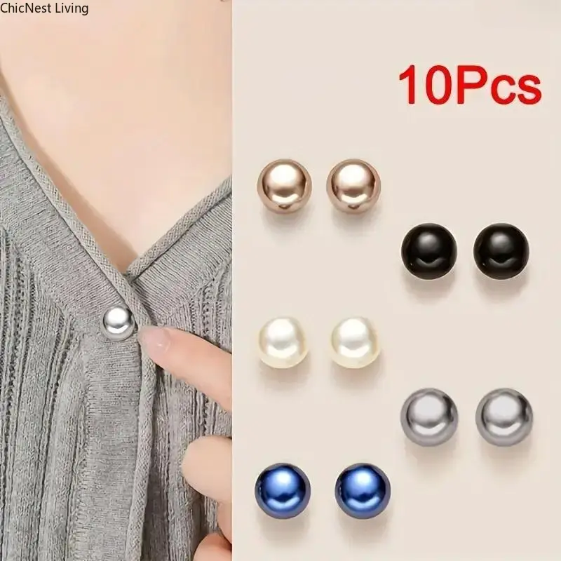 10 Pcs Pearl Style Snap Buttons, Durable Plastic Fasteners with Seamless Design and Adjustable Fit for Shirts, Dresses, and Coats, Durable Material