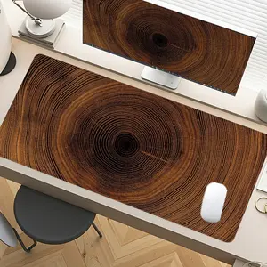 Wood Grain Tree Ring Desk Mat Gaming Mouse Pad XXL Extended Mouse Pad for Laptop Large Mouse Pad for Desk with Non-Slip Rubber Base Stitched Edges Surface for PC Gamers Office Workers & Home Use