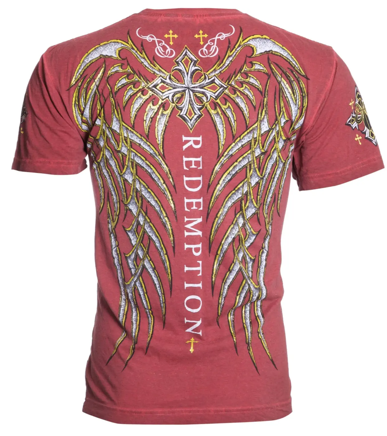 ARCHAIC Men's Round Neck Short-Sleeve Print T-Shirt - 100% Cotton Menswear, Made in USA, Casual Spine Wings Graphic Tshirt, Shortsleeve, Tee