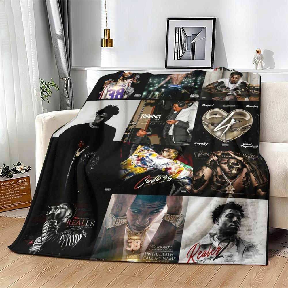 Countdown Sale! Young-boi Blanket Album Cover for Fans Warm Cozy Flannel Blankets Throw Merch Soft Roman Blanket for Home Decor Bed Sofa Living Room blankets Suitable for all four seasons cozy flannel blanket A gift suitable for fans, friends and children