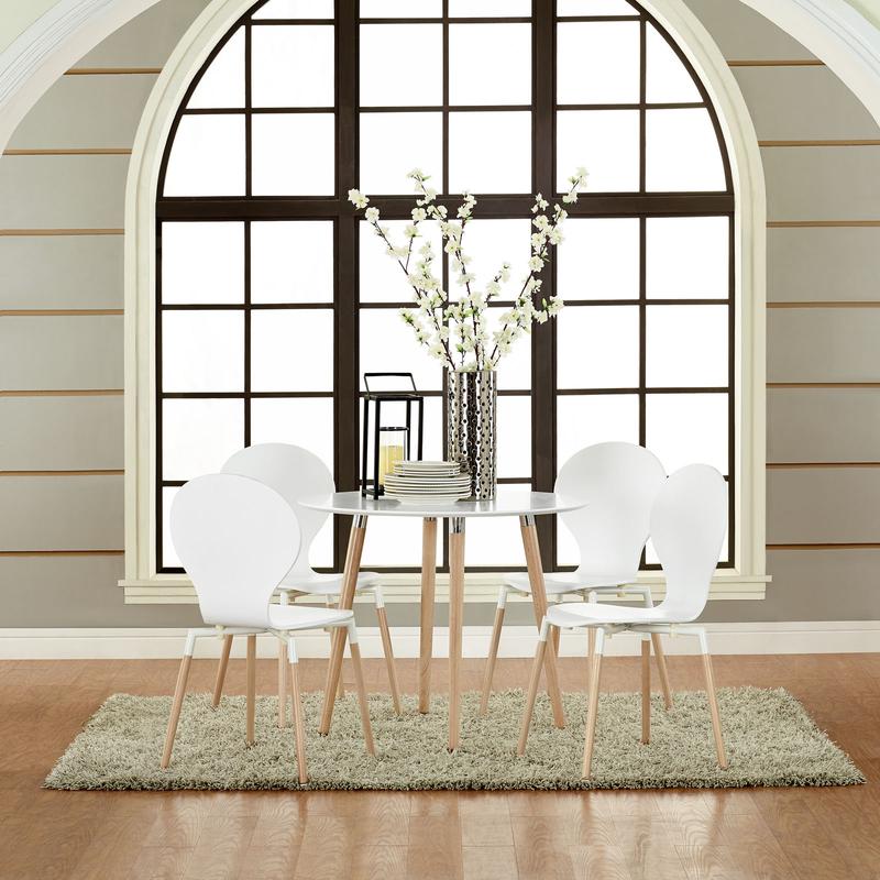 Modway Path Dining Chair Set of 4 in White