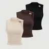 Women's Sleeveless Bodycon Top, Metal Buckle Shoulder Design, Small High Neck Fashion Versatile, Stylish Casual Wear, High Neck Tank Top
