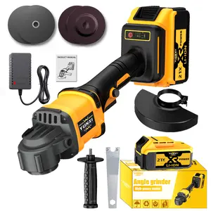 Yunxi 8300-12000 rpm brushless wireless angle grinder, equipped with batteries (choose 1 or 2 batteries) and a wide range of accessories. Suitable for tiles, stone, steel, wood and metal materials, ideal for personal DIY use and gifting.