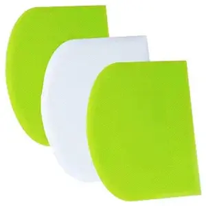 Dough Scraper Bench Scraper - 3P 4.7x3.7" Plastic Flexible Bowl Scraper, Sharp Edge & Angles Cake Scraper. Non-Slip Bakeware Decorating Tools Sculpting & Modeling Tools - Green+White+Green