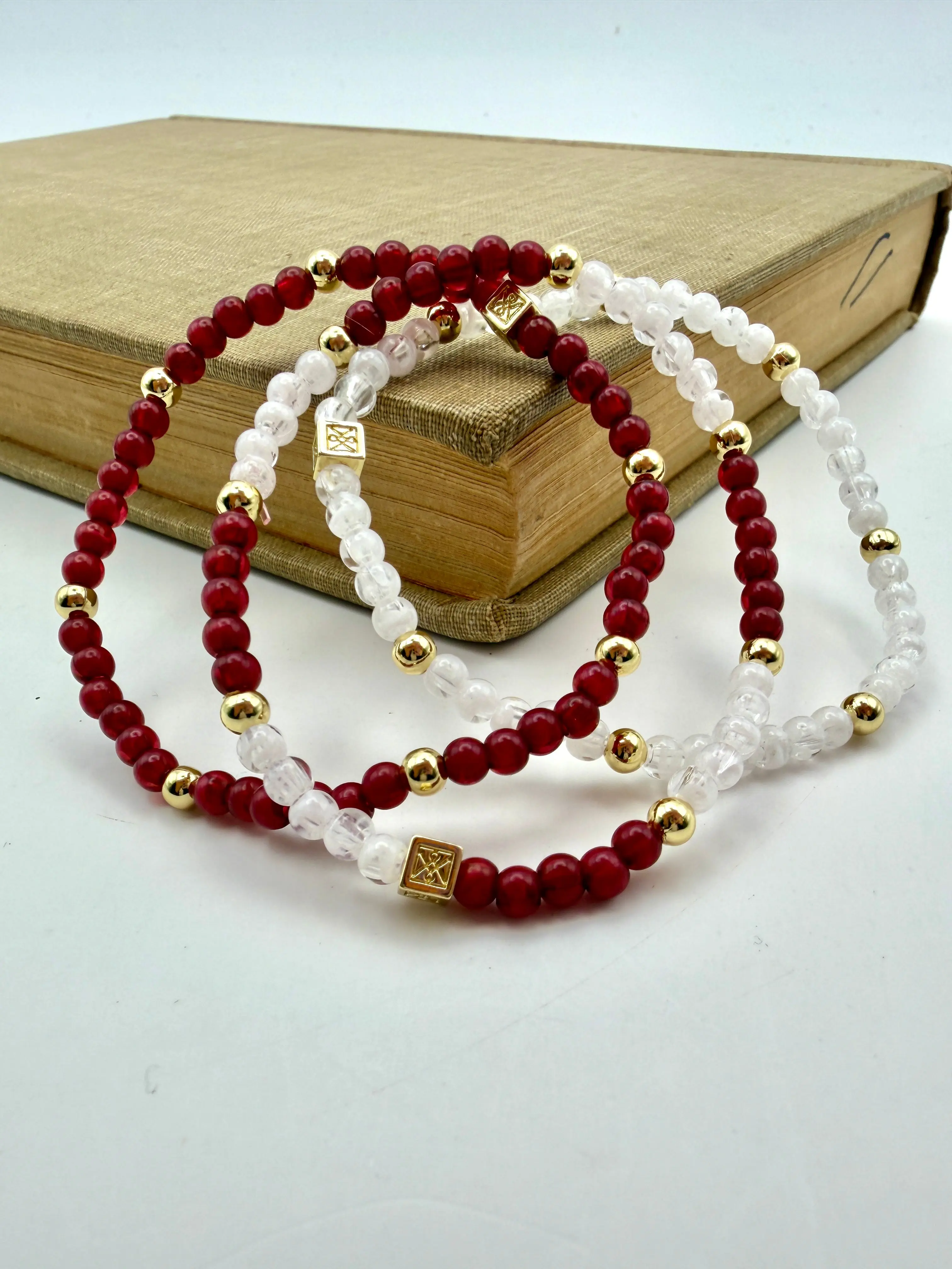 Junie Maroon & White Bracelet Set