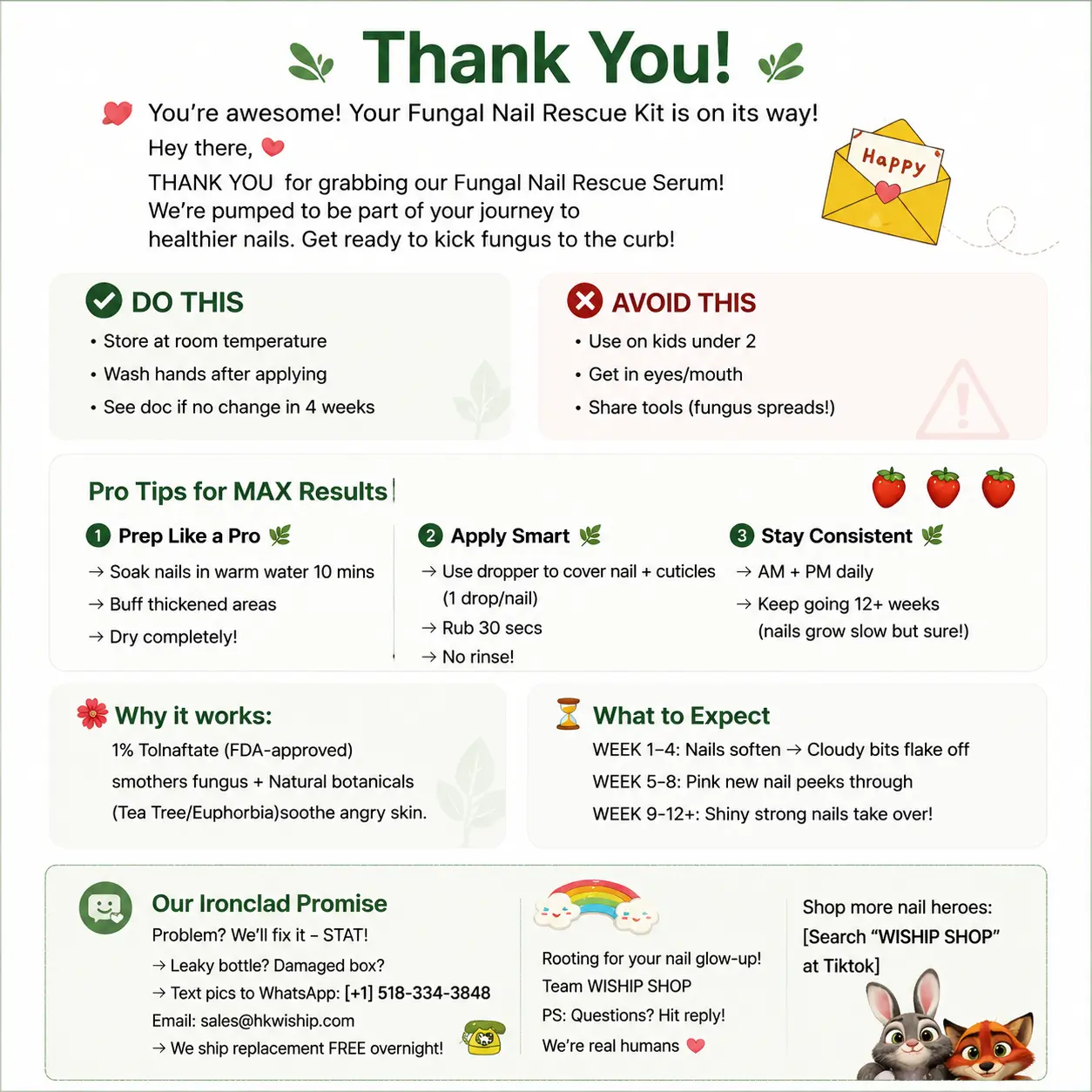 1-Nail Care Product Thank You Card, Beauty Care Package Insert Card, Customer Review Reminder Card