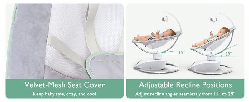 Momcozy CocoSway Baby Swing for Infants to Toddler, 3D-Motion Electric Baby Swing with 6 Motions & 4-Speeds, Remote Control, Infant Swing with 8 Preset Lullabies for Baby Boy Girl Up to 20 lbs