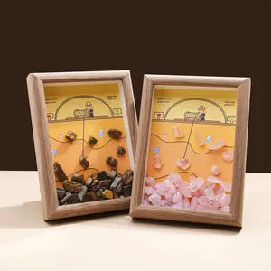 Natural Crystal Healing Energy Gem Amethyst Photo Frame, Little Miner Design Home Decor, Perfect Health Gift for Loved Ones