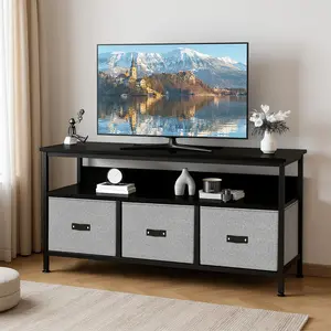 Modern TV Stand Entertainment Center for TVs Up to 55 Inch, Media Console Cabinet with Shelves & Drawers, Versatile TV Console for Living Room, Bedroom & Small Spaces