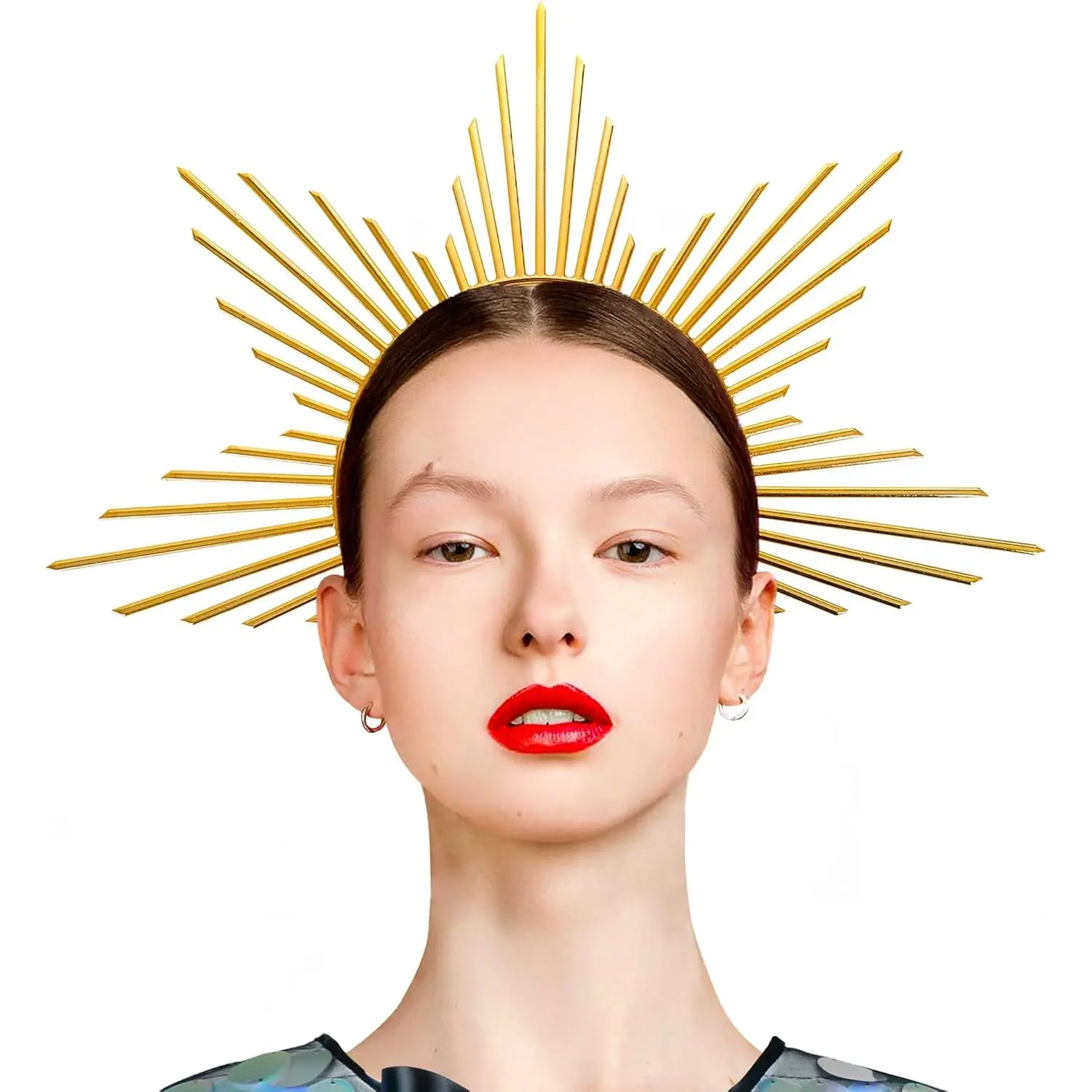 Women's Spiked Halo Crown, Goddess Zip Tie Headpiece with Radiant Spikes for Halloween Wear and Costume Parties, Goddess Crown, Zip Tie Fasten, Glamorous, One-Piece
