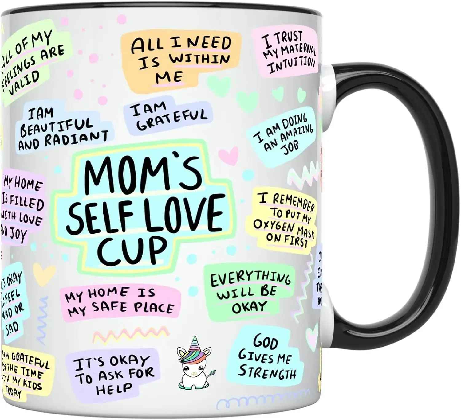 11oz Mom's Self Love Positive Affirmations Ceramic Mug - Motivational Phrase Mugs, Daily Empowerment Quotes, Heartwarming Mother's Day Gift, Encouraging "You Are Enough" Drinkware, dealsforyou, summerwins, midyearsale, restock