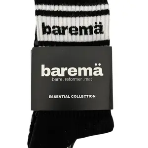 Barema Premium Pilates Grip Socks - Essentials Collection ECLIPSE  - Black with White Stripes for Barre Reformer Mat Exercises
