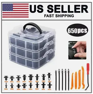 650Pcs Car Retainer Auto Fasteners Push Trim Plastic Clips Pin Rivet Bumper Kit