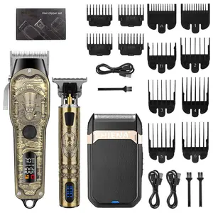 Vintage Gentleman Hair Clipper Kit｜Powerful Professional Trimmer for Home Use, Li-Ion Fast Charge & Easy-to-Use Design. A Tasteful Gift for Men Cordless Hair Clipper
