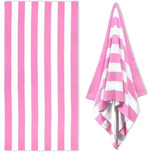 Classic Cabana Striped Beach Towel Quick Dry Polyester Microfiber Bath Towel Sand Free for Swimming Pool Gym Yoga Summer Travel Essentials Vacation