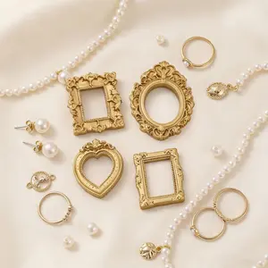 Vintage Resin Picture Frames 12/24Pcs Mini Antique Small Oval Rectangle Frames for DIY Photography Mobile Phone Party Halloween Decor Home Improvement