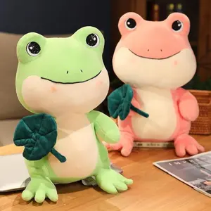 11 Inch Frog Stuffed Animal Green Pink Plush Toy Soft Cute Sitting Plushie with Long Leg Kawaii Home Sofa Decor Lifelike Animal Doll for Kids Boys Girls Children Christmas Birthday Gifts