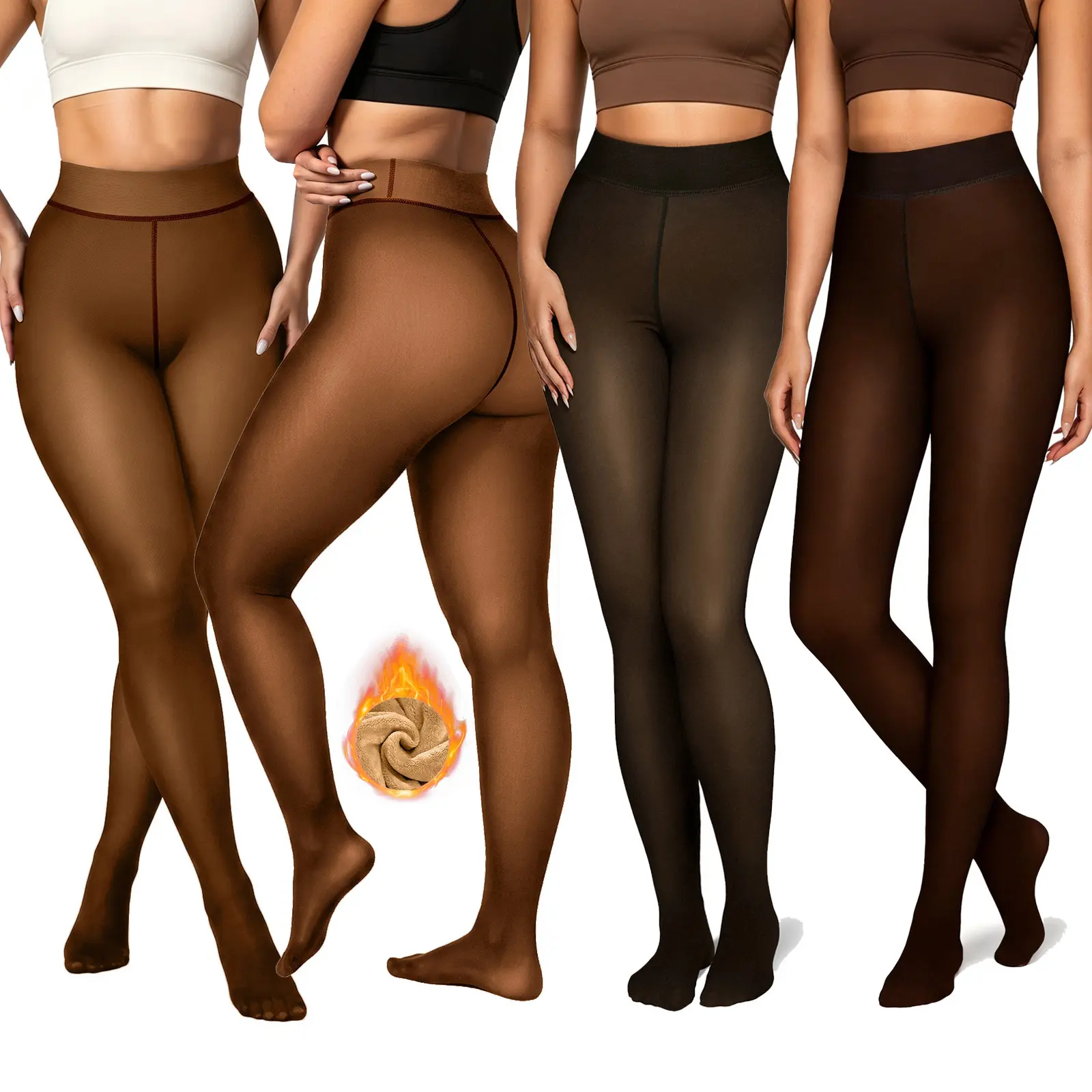 Vertvie｜Skyler Fleece Lined Tights, Illusion of Bare Legs, Natural Seamless Look Leggings, Contour Shaping & Stretch Fit, Stylish & Versatile Elegant