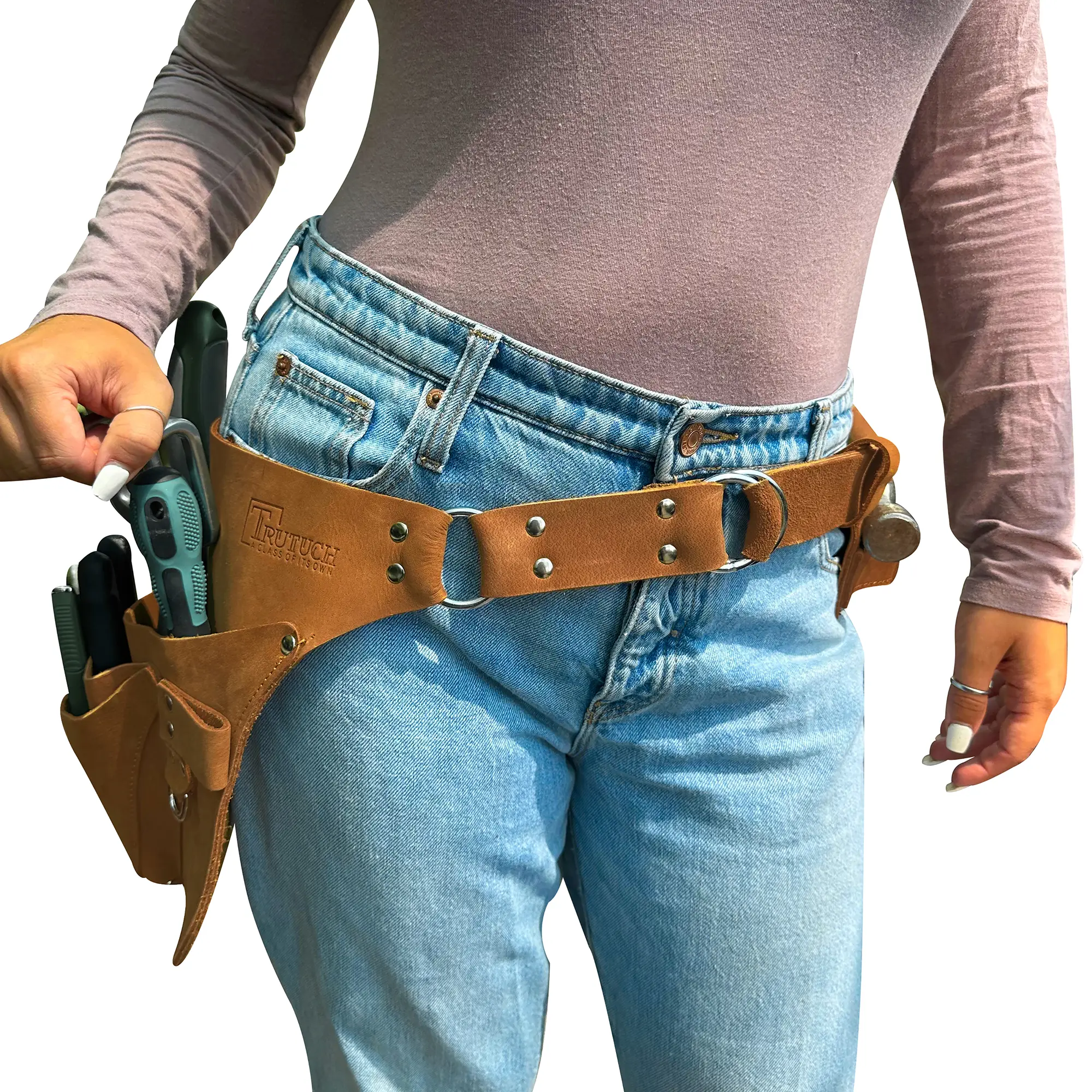 TRUTUCH Leather Gardening Tool Belt for Men and Women with Tool Pouch and Apron