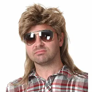 Mullet Wigs for Men 80s Costumes Fancy Party Accessory Cosplay Wig (Light Brown) Menswear Breathable