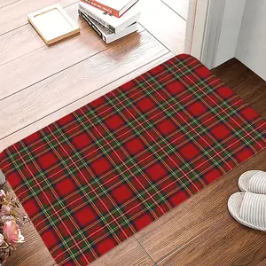1PC Bath Mat Royal Stewart Tartan Plaid Doormat Flannel Carpet Balcony Rug Home Decoration