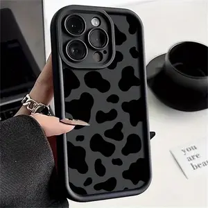 1pc Cow Print Trendy Brand Unique Pattern Full Coverage Lens TPU Phone Case Suitable for Iphone 16 15 14 13 12 11 Pro Max X Xs Xr 8 7 Plus.