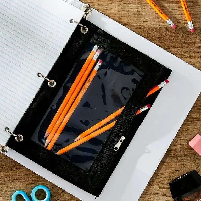 Pen + Gear Black Solid Polyester Zipper Binder Pouch